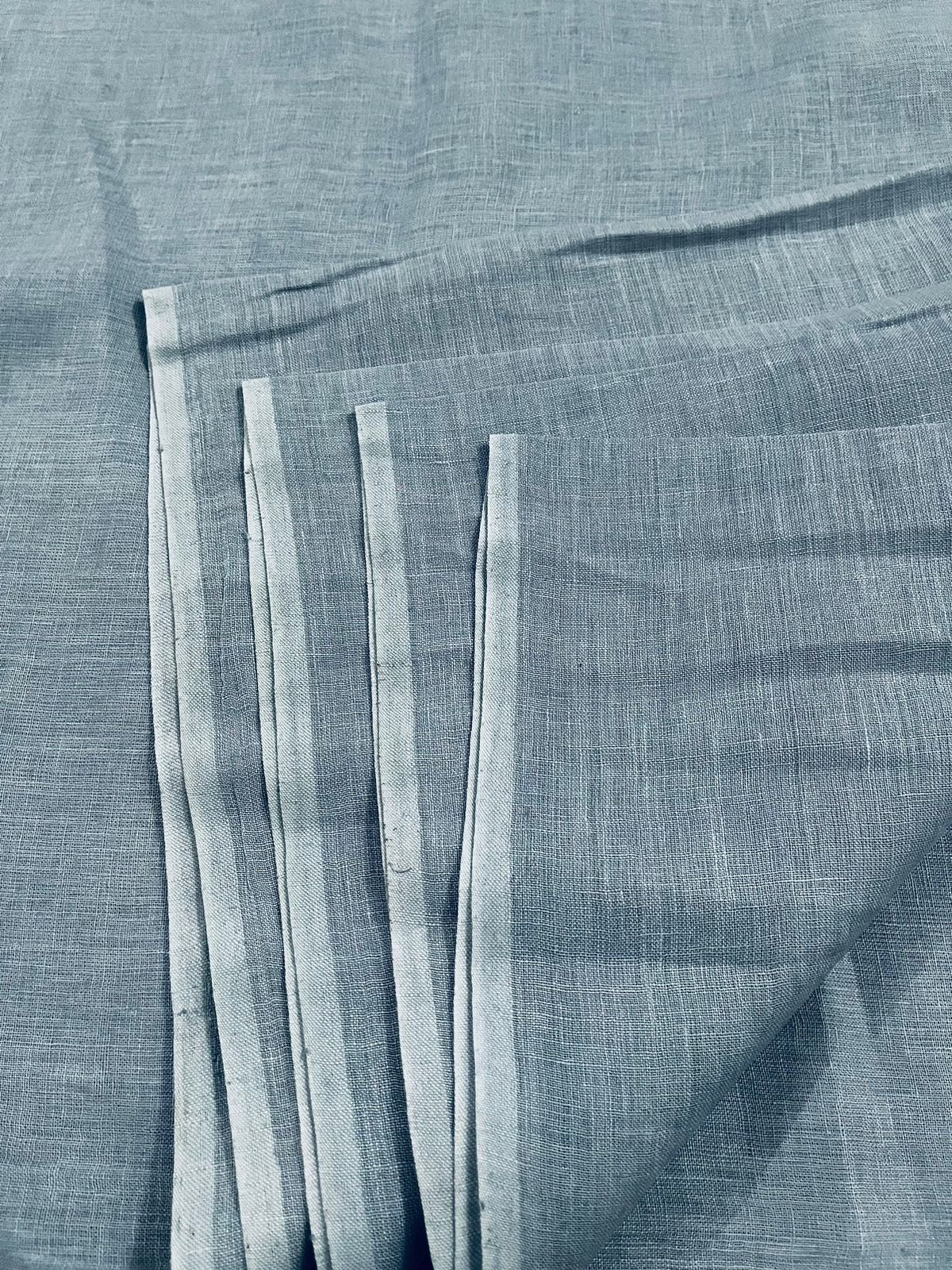 40 lea 58 inch 100% pure Handloom Linen Fabric -Powder Blue