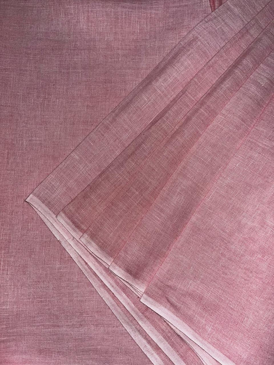 40 lea 58 inch 100% pure Handloom Linen Fabric -Salmon dusty Pink