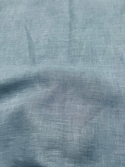 40 lea 58 inch 100% pure Handloom Linen Fabric -Powder Blue