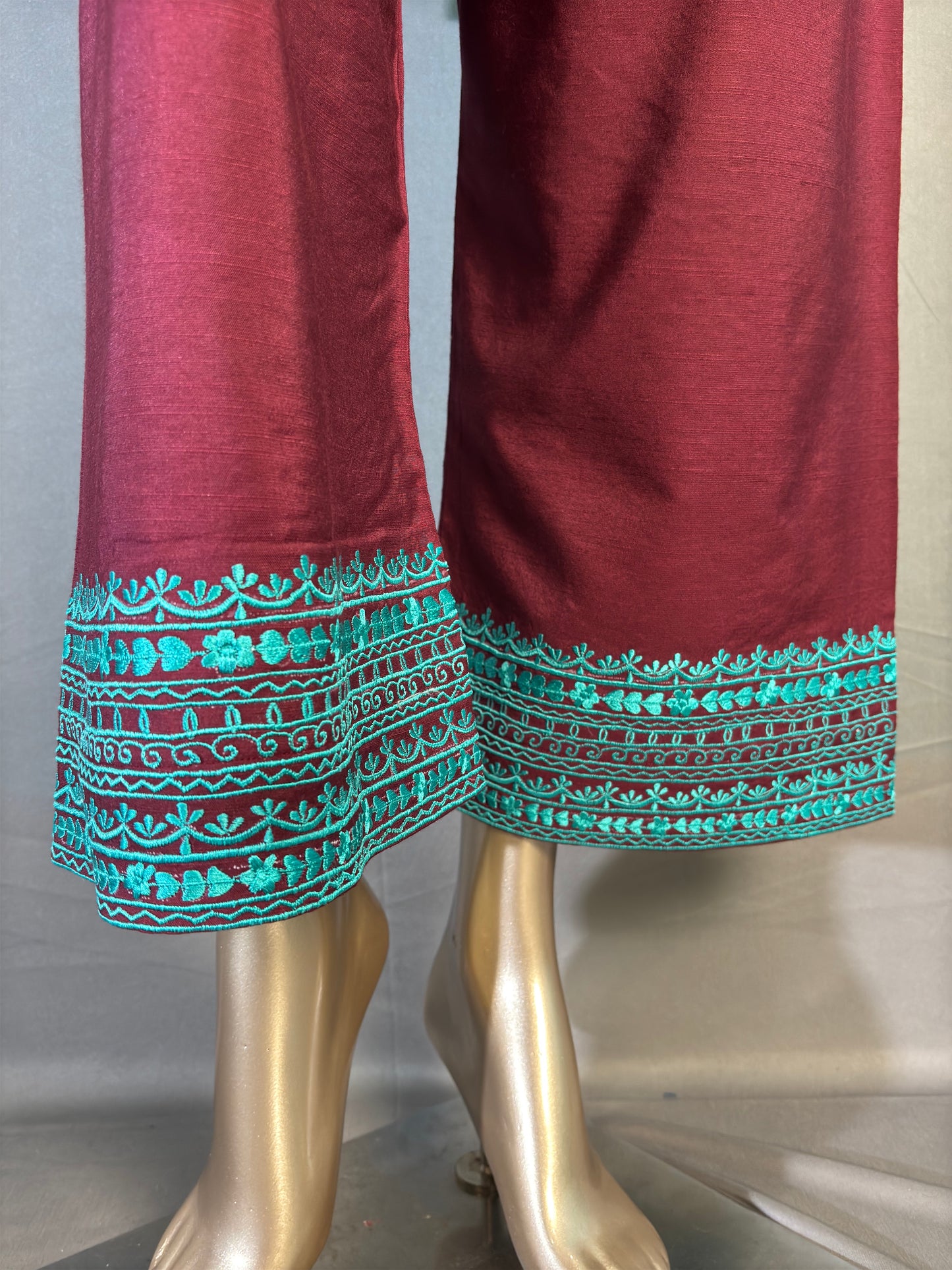 Maroon with Turquoise Embroidered Pakistani Style Co-ord sets