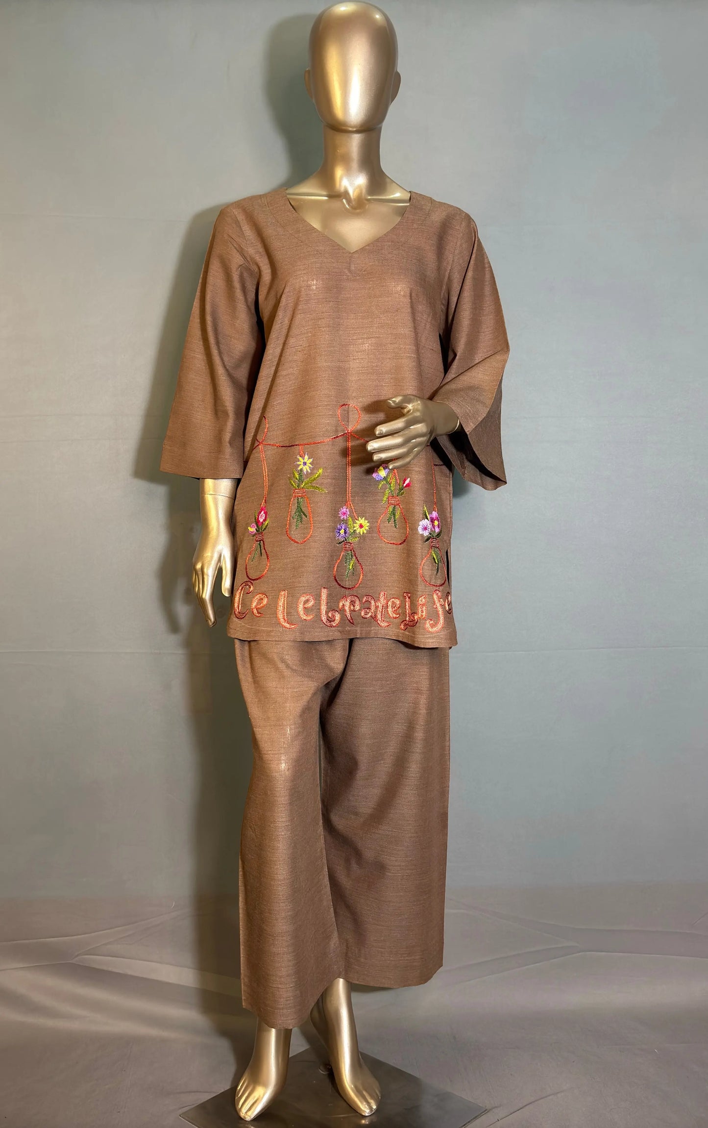 Brown Shade- Best Pakistani suits online in India | Embroidered Kurta Set kihums clothing