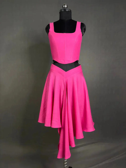 Pink Elegant Linen Skirt kihums clothing