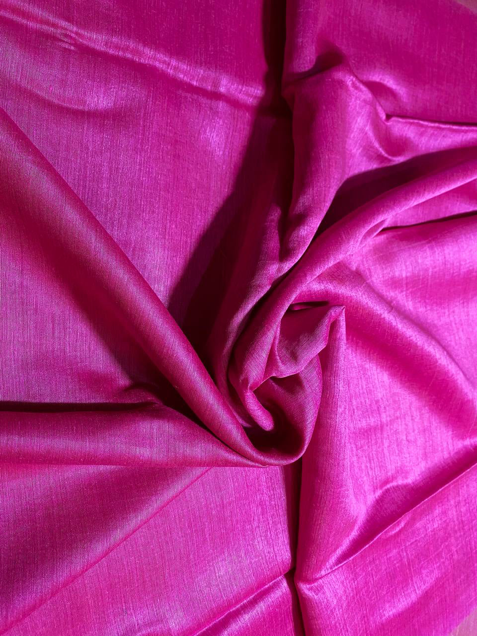 Hot Pink Shade Handwoven Munga Tussar Silk Saree | Golden Zari Border | KIHUMS Saree