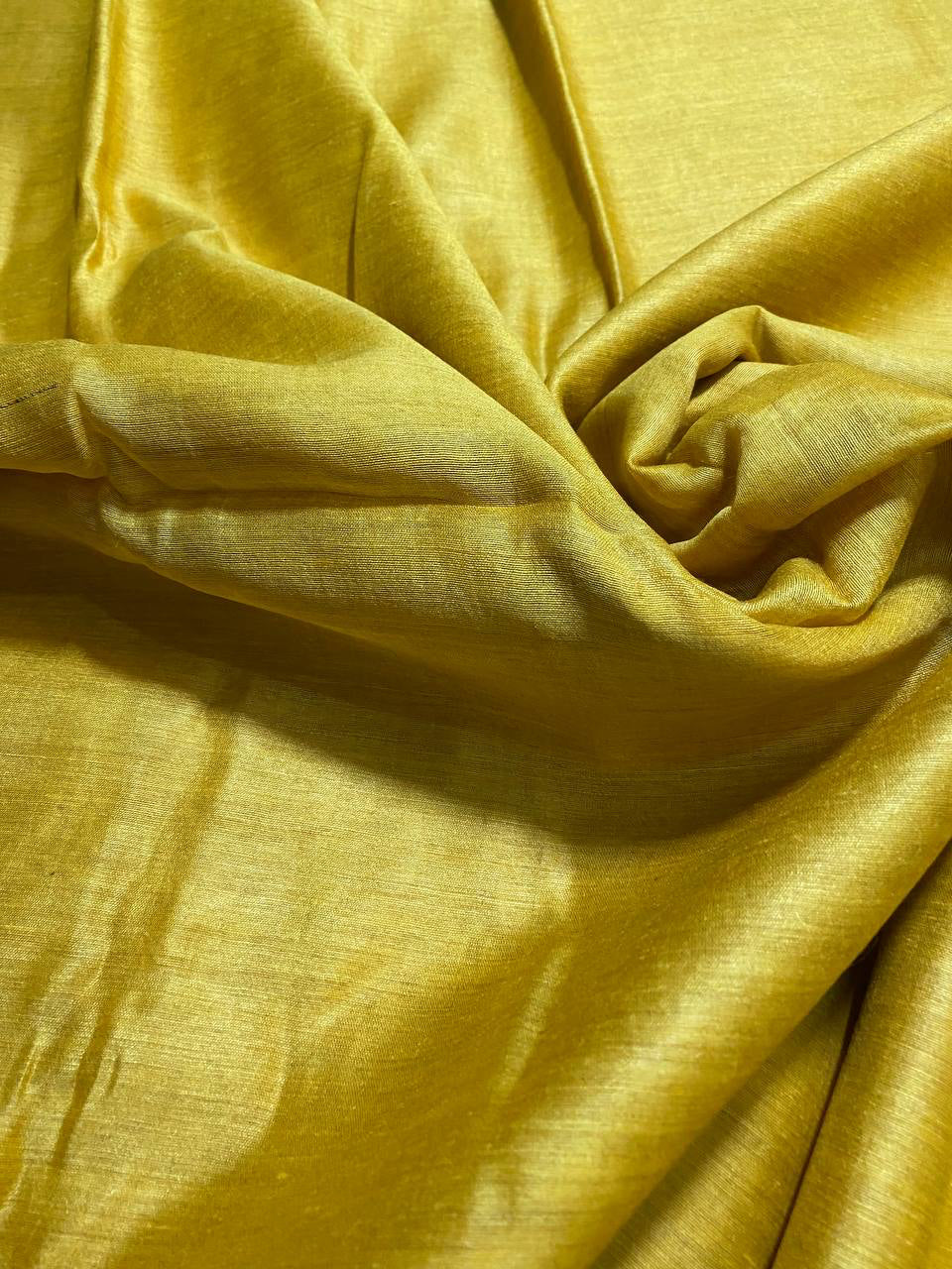 Yellow Handwoven Munga Tussar Silk Saree | Golden Zari Border | KIHUMS Saree