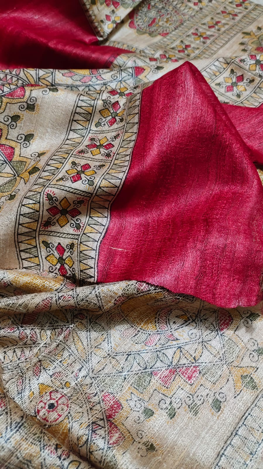 DUPATTA: Madhubani Tussar Silk Handloom Dupatta| KIHUMS Dupatta