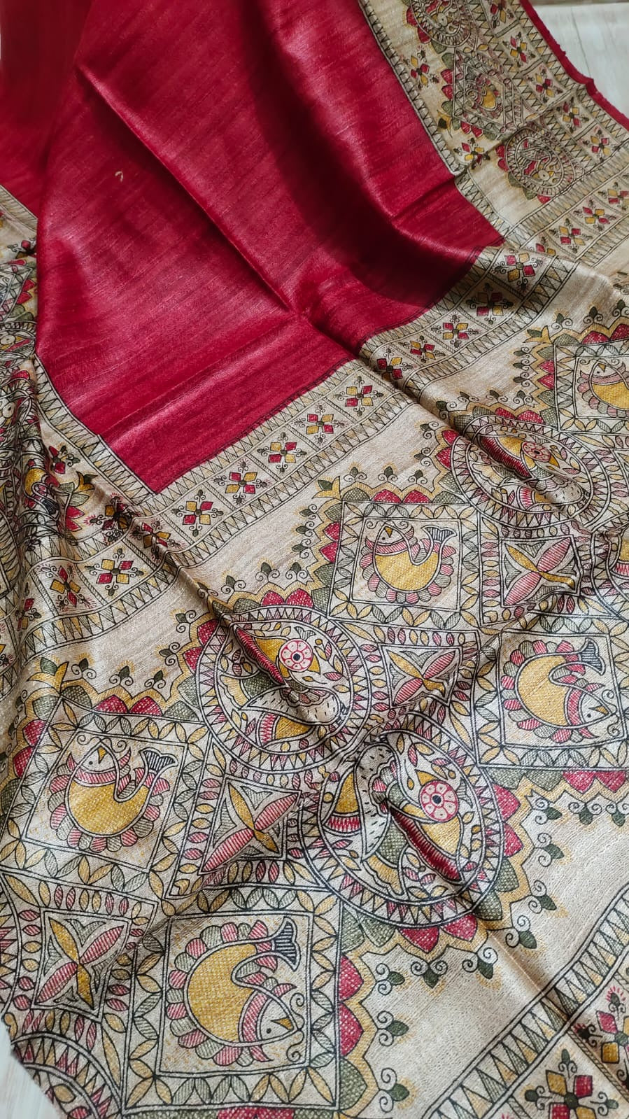 DUPATTA: Madhubani Tussar Silk Handloom Dupatta| KIHUMS Dupatta