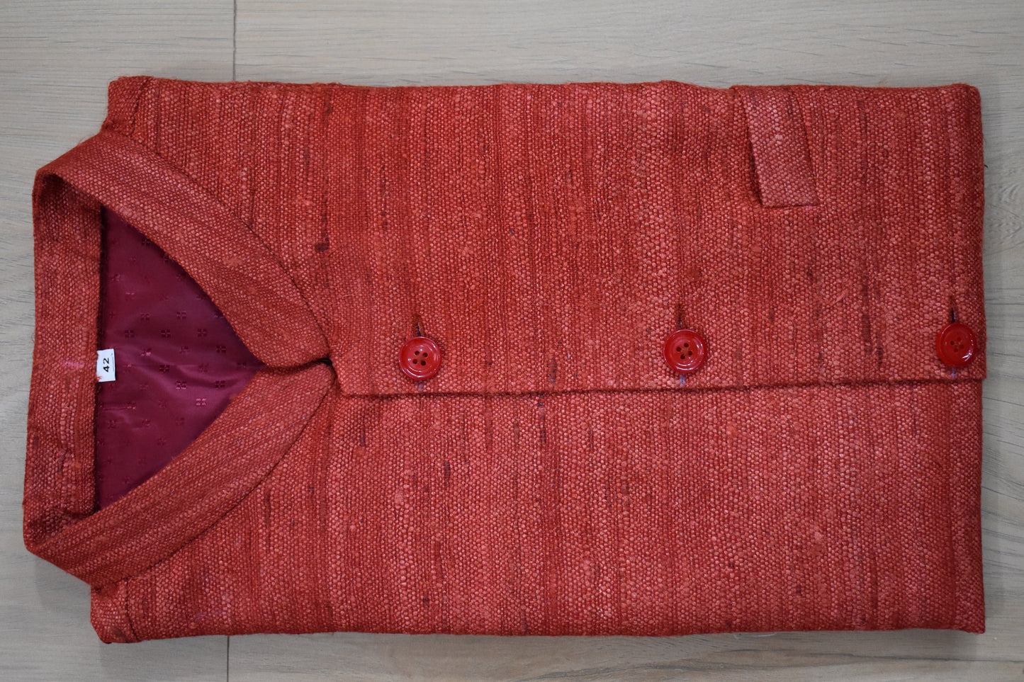 Handloom 100% pure Katiya Silk Men's Dusty Red Jacket | Vest | Men Traditional wear