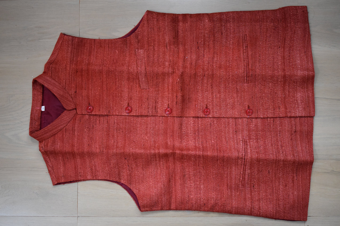 Handloom 100% pure Katiya Silk Men's Dusty Red Jacket | Vest | Men Traditional wear