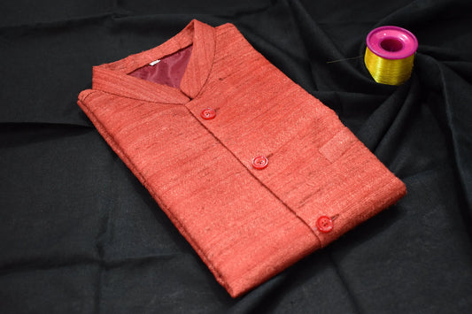 Handloom 100% pure Katiya Silk Men's Mustard Rust Saffron shade Jacket | Vest | Men Traditional wear kihums clothing