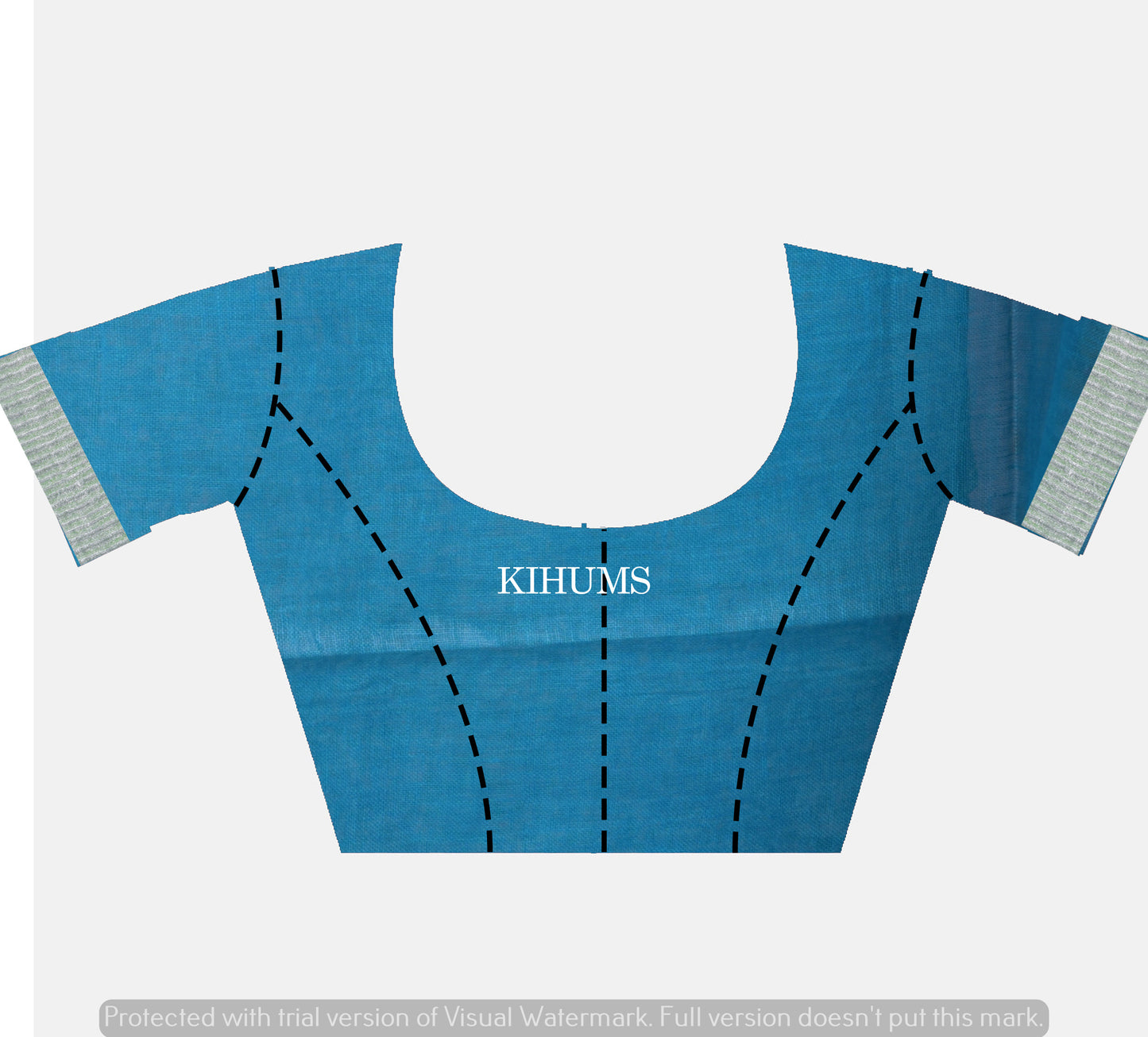Blue Shade Handwoven Linen Saree | Silver Zari Checks | KIHUMS Saree