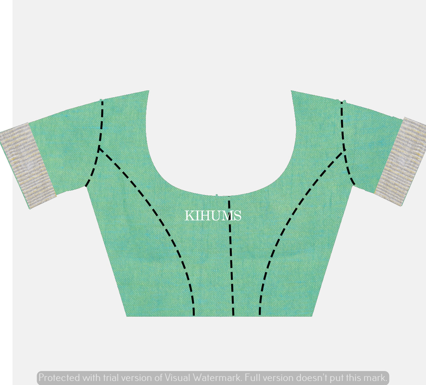 Turquoise shade Handwoven Linen Saree | Contrast Blouse | KIHUMS Saree