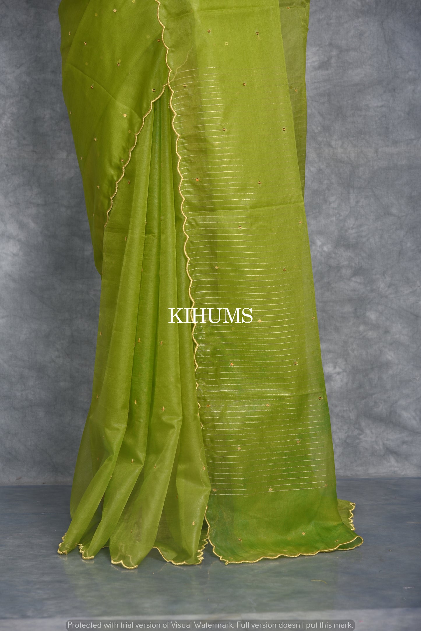 Fresh Green Organza Saree | Sequence Work all Over | KIHUMS Saree