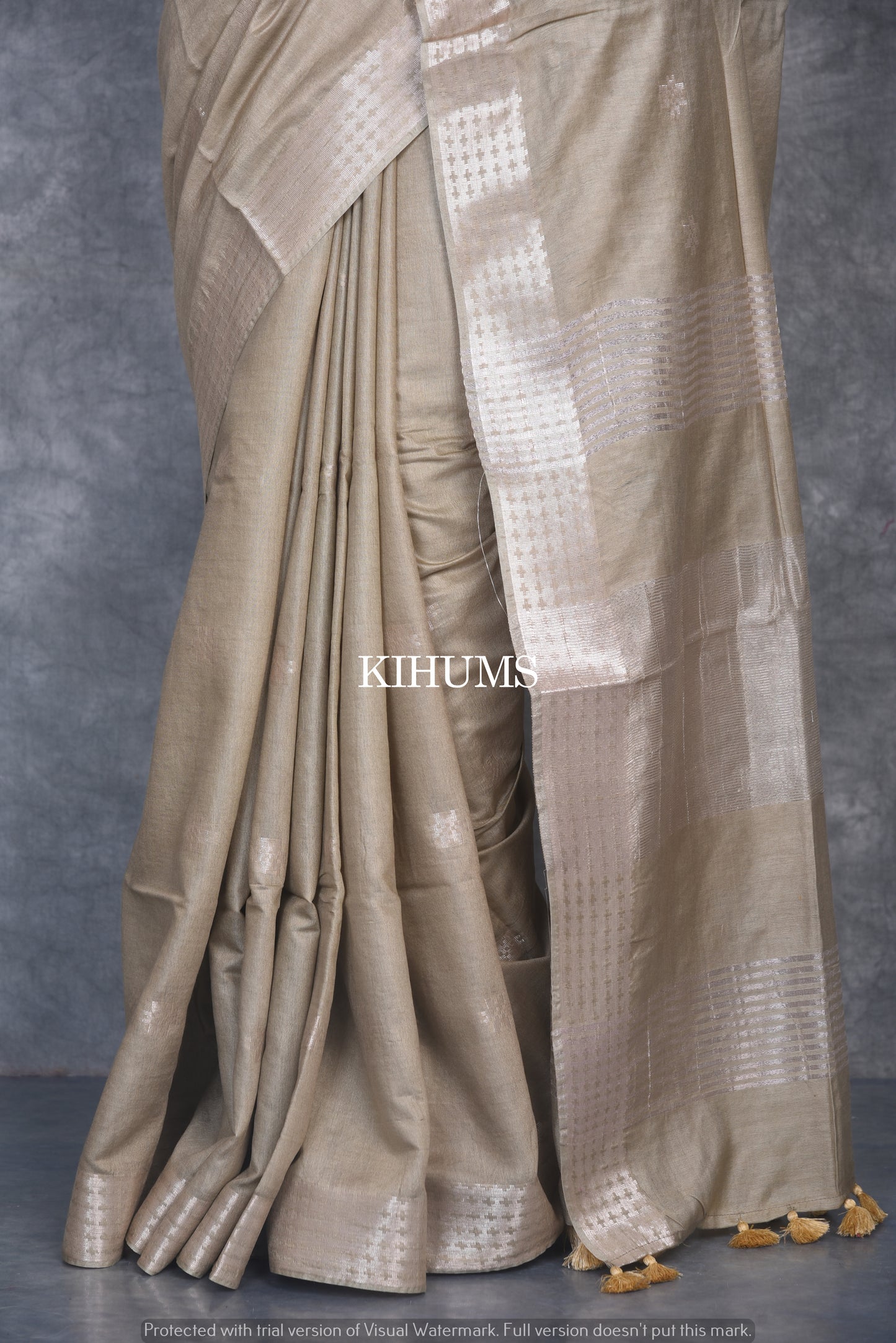 Muddy shade Handmade Viscose Silk Saree | Zari woven Border | KIHUMS Saree