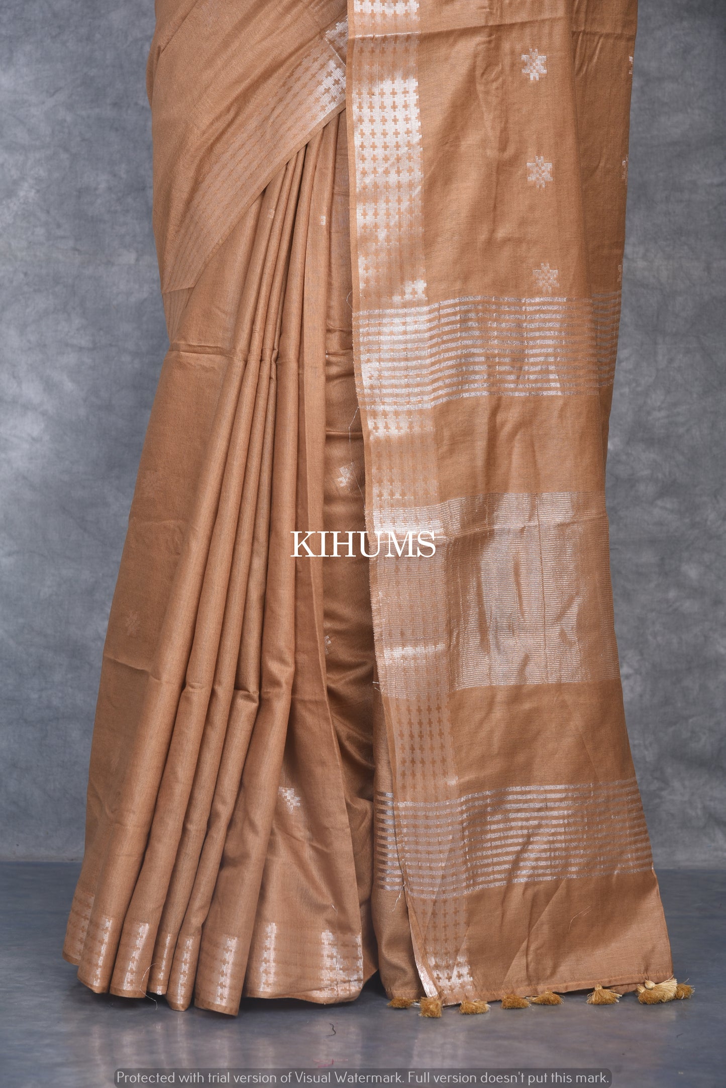 Brown Shade Handmade Viscose Silk Saree | Zari woven Border | KIHUMS Saree