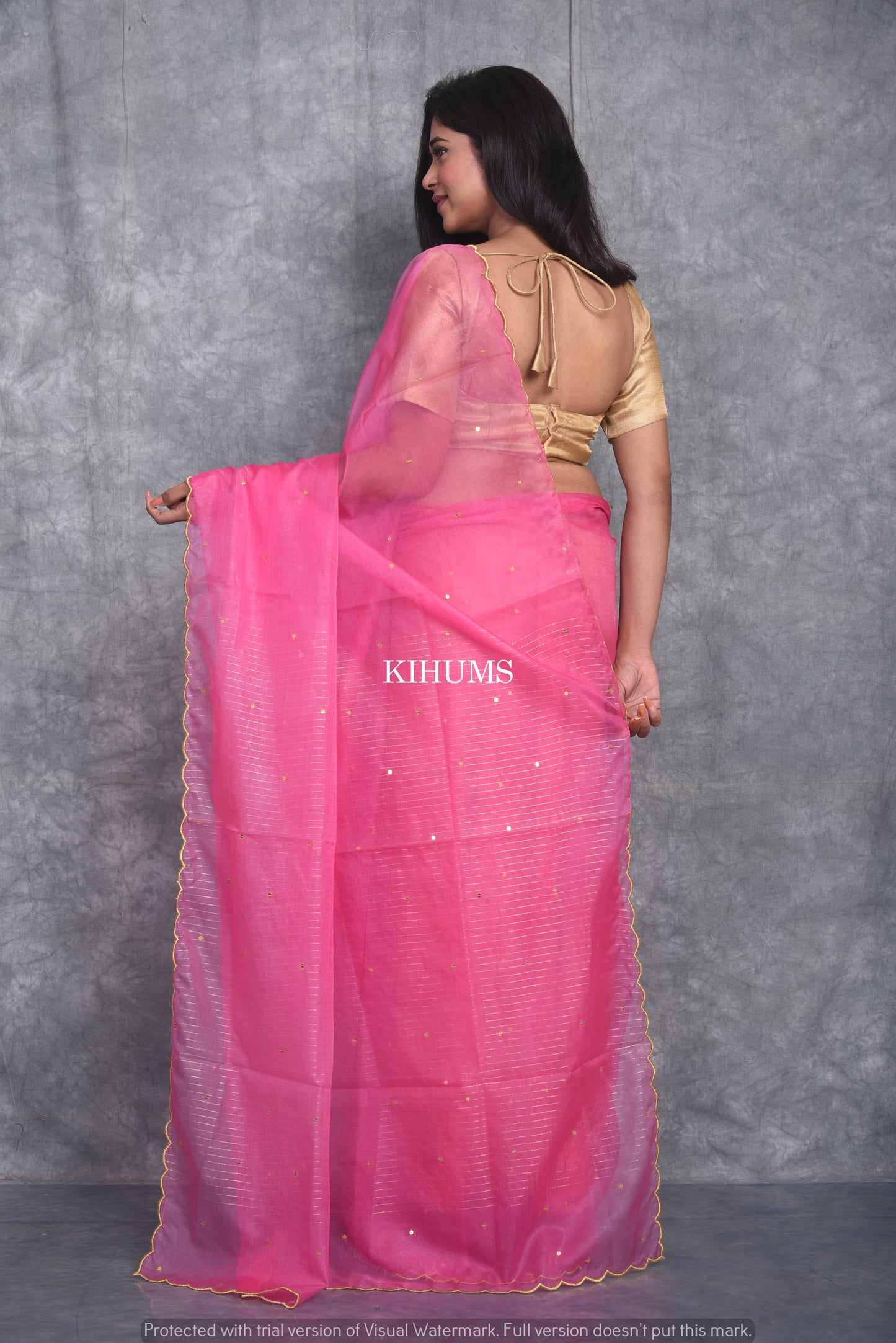 Pink Organza Saree | Sequence Work all Over | KIHUMS Saree