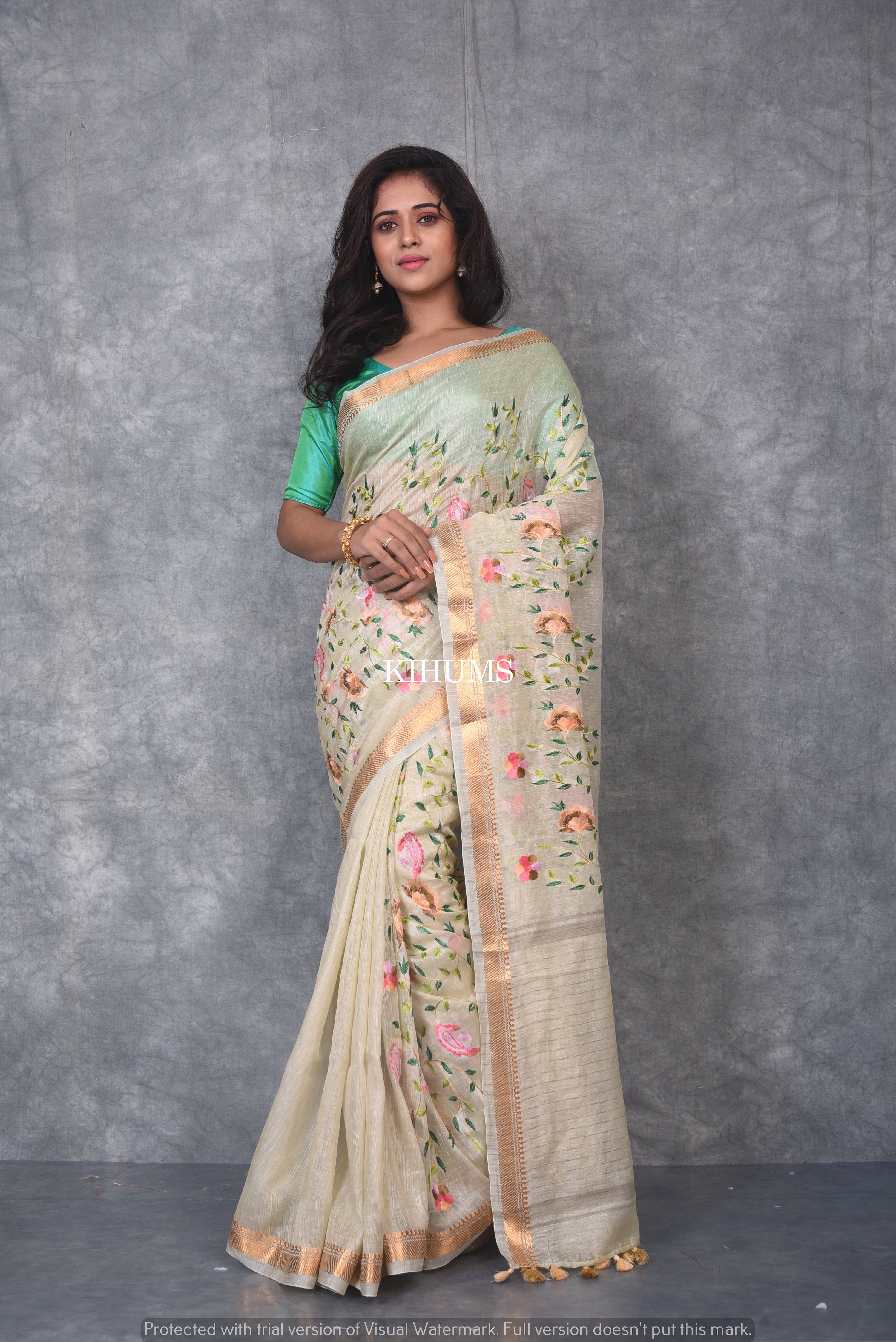 Cream Silk Woven Designer Traditional Saree for Ceremonial