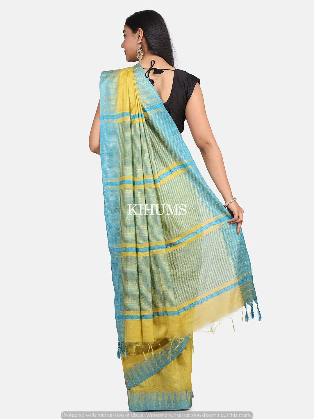 Buy Mustard Weaving Work Viscose Silk Saree Online