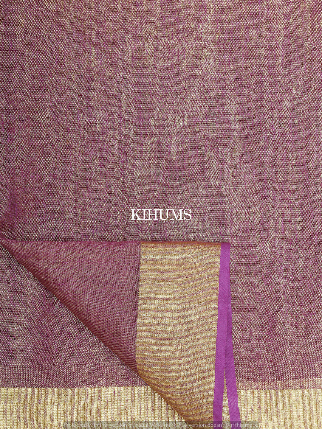 Purple with Gold Zari Tissue Linen Saree | KIHUMS Saree