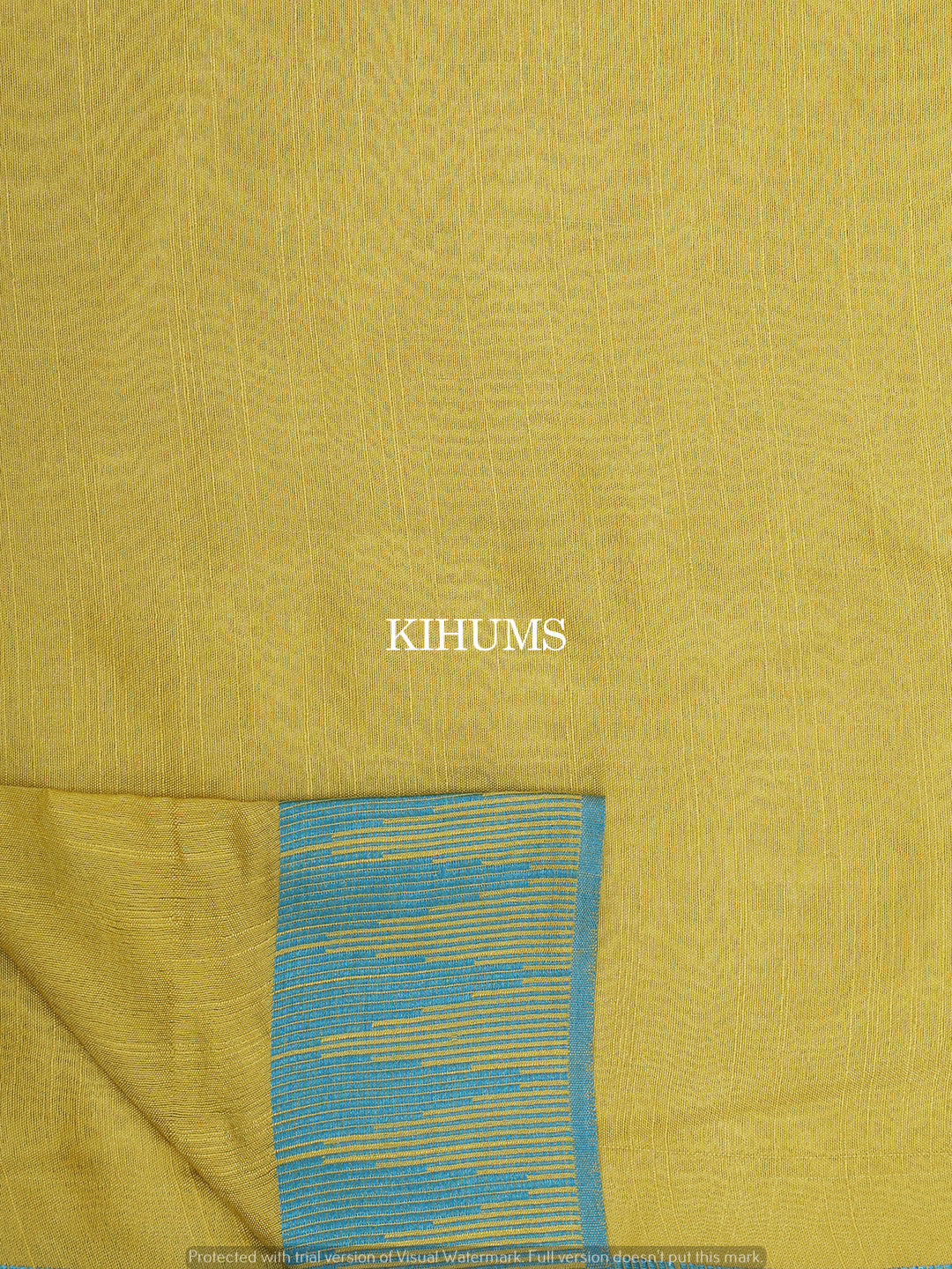 Mint Yellow Handmade Viscose Silk Saree | Temple Border | KIHUMS Saree