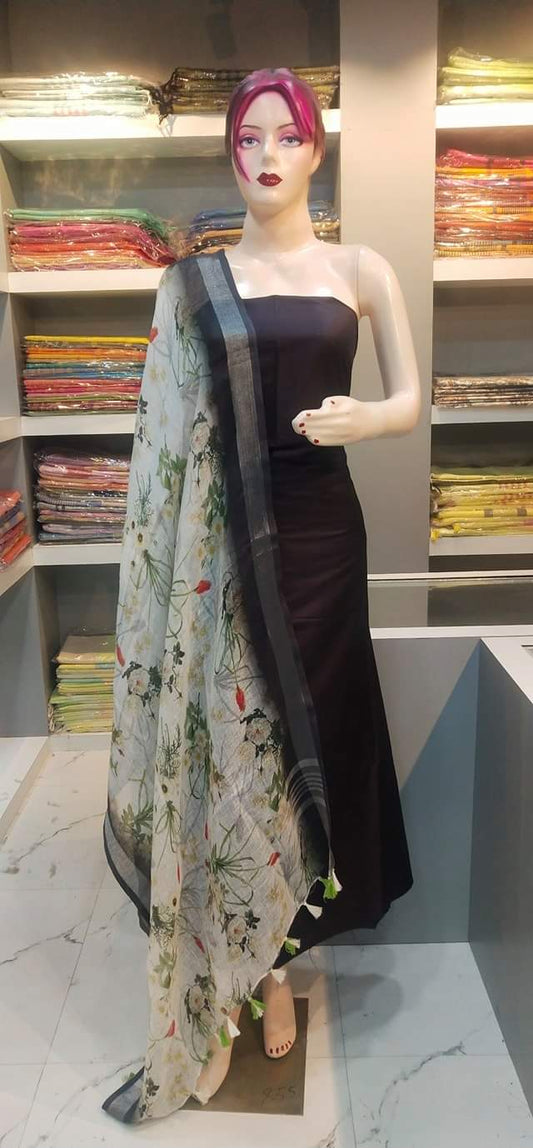 LINEN DUPATTA: Floral Digital Print Linen by Linen Dupatta with Long Tassels | KIHUMS Dupatta