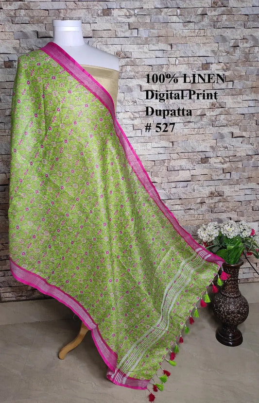 LINEN DUPATTA: Floral Digital Print Linen by Linen Dupatta with Long Tassels | KIHUMS Dupatta